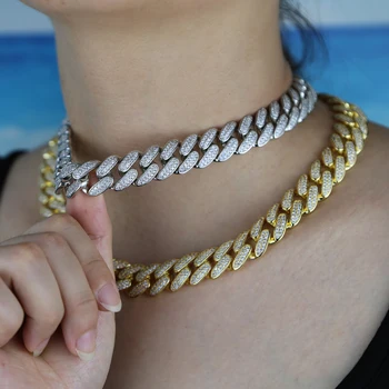 Veľké ťažké Miami kubánskeho odkaz choker ženy náhrdelník 5A cz zirkónmi hip hop robustný choker