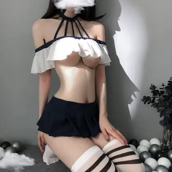Sexy študent jednotné minisukňu roztomilý námorník Školské Dievča bielizeň pár sex hrať cosplay slutty kostýmy Erotické Oblečenie