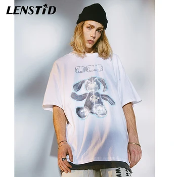 LENSTID Hip Hop X-Ray Medveď Print T Shirt Mens 2020 Nové Streetwear Tričko Krátky Rukáv Nadrozmerná Harajuku T-Shirt Letné Topy Tees