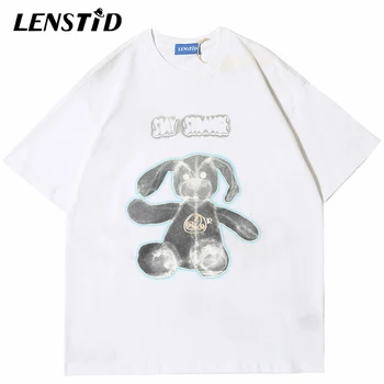 LENSTID Hip Hop X-Ray Medveď Print T Shirt Mens 2020 Nové Streetwear Tričko Krátky Rukáv Nadrozmerná Harajuku T-Shirt Letné Topy Tees