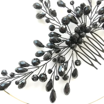 Black Crystal Ženy Vlasy, Hrebene Príslušenstvo Ručné Vlasy, Šperky, Svadobné Hlavu Dekorácie Vlasy Ornament Tiara