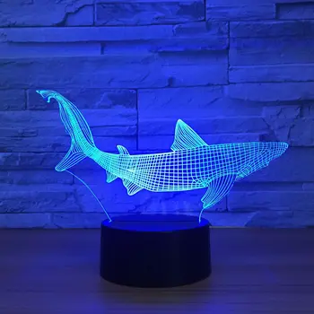 Nové Žraloka 3D LED Rybárske Nástroje v Rámci Ryby Stolové Lampy Domova Strana 7 Farieb Zmena Nočné Svetlo Posteli Spať Dekor Svetlo