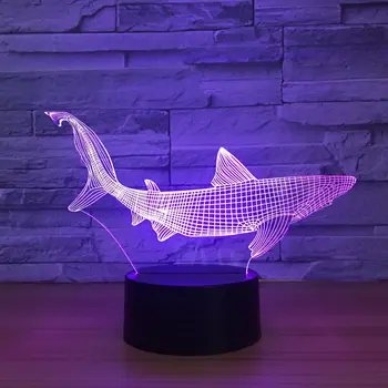 Nové Žraloka 3D LED Rybárske Nástroje v Rámci Ryby Stolové Lampy Domova Strana 7 Farieb Zmena Nočné Svetlo Posteli Spať Dekor Svetlo