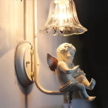 LukLoy Nordic Stenu Spálne Lampy, Nočné detskej Izby Stenu Sconce Americký Minimalistický Zrkadlo Svetlomety LED Angel Nástenné svietidlo