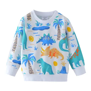 Bavlnené Detské Mikiny s Dinosaura Tlač Cartoon T shirt Roztomilý Módne Deti Oblečenie na Jeseň Jar Topy T shirt Chlapcov