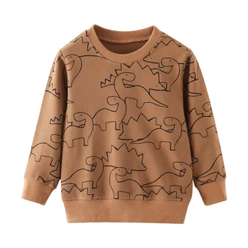 Bavlnené Detské Mikiny s Dinosaura Tlač Cartoon T shirt Roztomilý Módne Deti Oblečenie na Jeseň Jar Topy T shirt Chlapcov