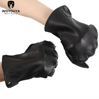 Nový produkt Ručné šitie pánske kožené rukavice, Odevné Doplnky z ovčej pánske rukavice Originálne Kožené pánske zimné rukavice-8011