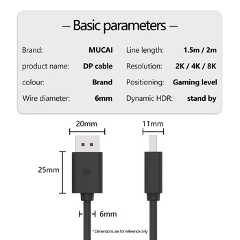 MUCAI DisplayPort 1.4 Kábel 8K@60Hz Vysokej Rýchlosti 32.4 gb / S, Displej Port, Kábel pre Video, PC, Notebook DP Display Port