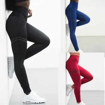 Ženské jóga nohavice prúžok vysoký pás kompresie bruško ovládanie push up cvičenie, beh, fitness legíny