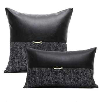 30x50/45/50 luxusné čierne siliver vankúš sofa dekoratívne immitation kožené patchwork obliečka na vankúš pás vankúš