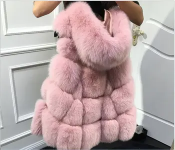 2019 Nové jeseň zima líška srsť srsť voľné sukne typ imitácia fox vesta kožušiny vesta v strede dlhé veľké veľkosti XXXL Ženy