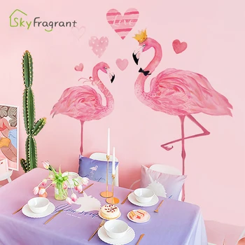 Ružová iny flamingo stenu, nálepky čisté červené dievča miestnosti dekorácie spálňa nálepky obývacia izba gauč pozadí steny dekor domova