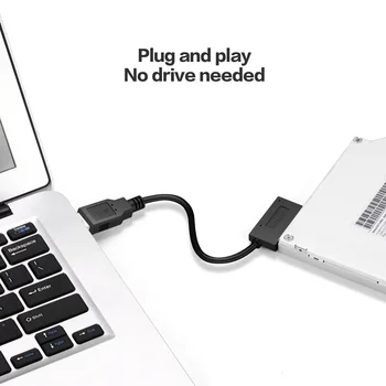 USB 2.0 Mini Sata II 7+6 13Pin Adaptér Converter Kábel pre Notebook, CD/DVD ROM Tenká Jednotky