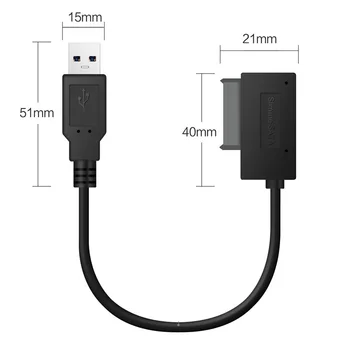 USB 2.0 Mini Sata II 7+6 13Pin Adaptér Converter Kábel pre Notebook, CD/DVD ROM Tenká Jednotky