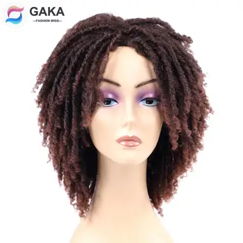 GKAK Dreadlock Vlasy, Parochne pre Ženy, 4 Farby Krátke Syntetické Háčkovanie Twist Kučeravé Parochňu Prírodné Black Red T27 Afro Afriky Vlasy