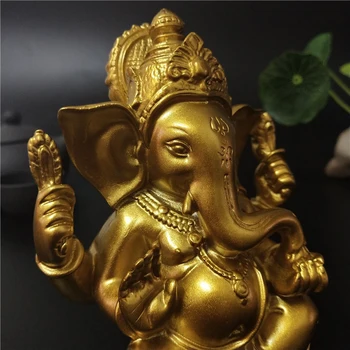 Zlato Pán Ganeš Sochu Budhu India Slon Boh Ganesh Socha Domova Sôch Budhu Dom Office Záhradné Dekorácie