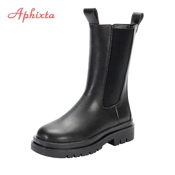 Aphixta 2020 Nové Elastické Kapely Polovici Teľa Topánky Ženy Jeseň Zimné Móda Botas Mujer Hrubé Jediným Topánky Dámske Topánky