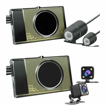 HD 1080P/720P Predná/Zadná Kamera Motocykel DVR Dash Cam Fotoaparát, GPS, G-Senzor, Nočné Videnie 3 LCD Duálny Vodotesný Fotoaparát