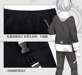 Anime NieR:Automaty YoRHa Č. 2 Typ B Cosplay Jeseň Zima Muži Ženy pulóver s Kapucňou mikiny Bežné nohavice nohavice Oblečenie