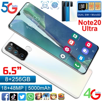 Note20 Ultra 5G Mobilný Telefón 10core 8G 256G Dual Card 6.7