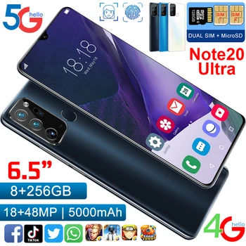 Note20 Ultra 5G Mobilný Telefón 10core 8G 256G Dual Card 6.7