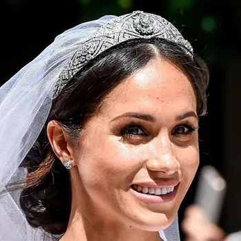 Luxus Rakúskej Drahokamu Meghan Princezná Koruny Crystal Svadobné Tiaras Koruny Diadem Pre Ženy, Svadobné Doplnky Do Vlasov Šperky