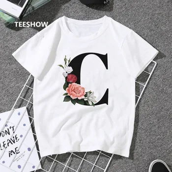 26 Anglickej Abecedy Tričko Harajuku Tlačiť Bežné Biele Fashioin Topy T Shirt Ženy 2020 Nové Letné Páry, Milenci, Žena T-Shirt