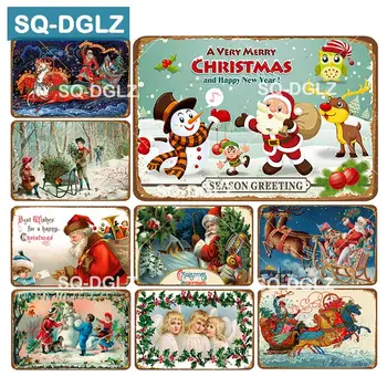 [SQ-DGLZ] Santa Claus Kovové Prihlasovacie Panel na Stenu/Dekor Dverí Vianočné Tin Prihlásiť Domova Maľovanie Plakety Vianočný Darček