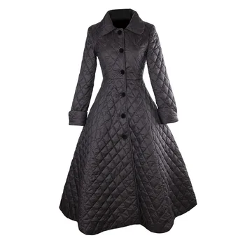 30 - ženy, ročník 50. Audrey Hepburn čierne prešívanie dlhé hojdačka coats plus veľkosti 4xl zákopy srsti abrigos mujer casaco