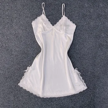 Odev Nightgown Sexy Mini Sleepwear 2021 Lete Nové Lady Nightdress Domov Župane Intímne Bielizeň Ružovej Čipky Nighty