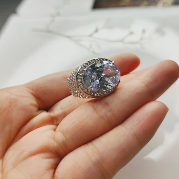 Veľkosť 6-11 Veľké Oválne CZ Kamenný kruh Plný šperkov crystal Ohromujúci Luxusné Šperky Lacné prstene pre ženy