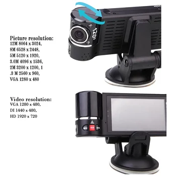 Duálny Objektív Auta DVR Dual Camera Auto Videokamera 2,7 palca TFT Displej SOS Tlačidlo, Detekcia Pohybu 8 IR Svetlo Nočné Videnie F600