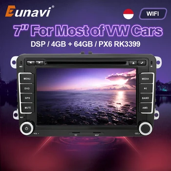 Eunavi 7 palcový Android 10 Auta, DVD, GPS Pre VW GOLF 5 6 Polo Bora, Jetta B6 B7 Passat Tiguan Multimediálny Prehrávač Videa 2 Din Rádio