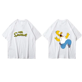 Hip Hop Nadrozmerná T Shirt Mužov 2020 Streetwear Harajuku Farba simpson Tričko Krátky Rukáv Bavlna Voľné HipHop T-Shirt
