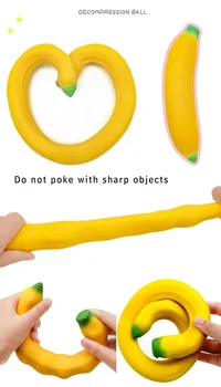 Tvárny Banán Zmyslové Hračka Prebiť odbúranie Stresu Hračky, Fidget Hračky pre Deti a Dospelých Popruhy Prívesok Squeeze Stres