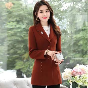 2020 Jar jeseň Nové Umelé Vlny kabát ženy kórejčinu Plus veľkosť Slim Single-breasted Vlnené kabát Módne Elegantné dámske kabáty 3XL