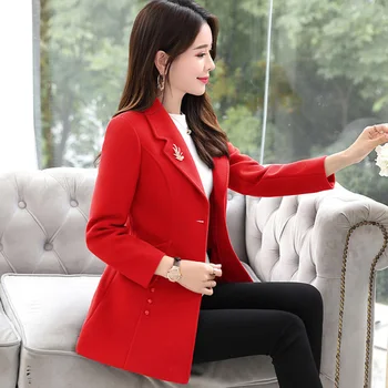 2020 Jar jeseň Nové Umelé Vlny kabát ženy kórejčinu Plus veľkosť Slim Single-breasted Vlnené kabát Módne Elegantné dámske kabáty 3XL