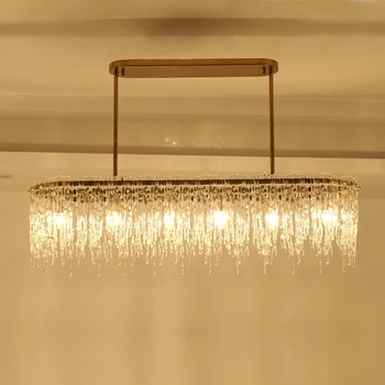 Luxusný dizajn obdĺžnikový luster LED lampa AC110V 220V moderná jedáleň obývacia izba závesné osvetlenie