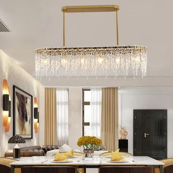 Luxusný dizajn obdĺžnikový luster LED lampa AC110V 220V moderná jedáleň obývacia izba závesné osvetlenie
