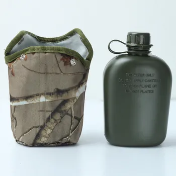 Vojenské Army Zelená Plastové 850ml Pitnej Vody Fľašu Jedáleň s Handričkou Kryt pre Outdoorové Športy, Turistiku, Camping Cestovanie