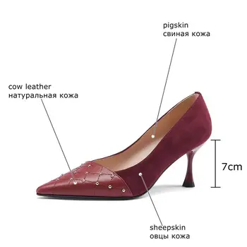 ALLBITEFO nity zmiešané farby, mäkké originálne kožené vysoké podpätky ovčej stielka street fashion ženy podpätky, topánky klubu strany topánky