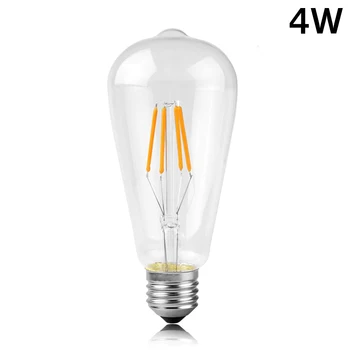 Stmievateľné ST64 LED Žiarovka 4 W 8W E26/E27 Vlákna Žiarovky 110V/220V Vintage Edison Lampa Retro Priehľadný Sklenený Vzhľad 10pcs