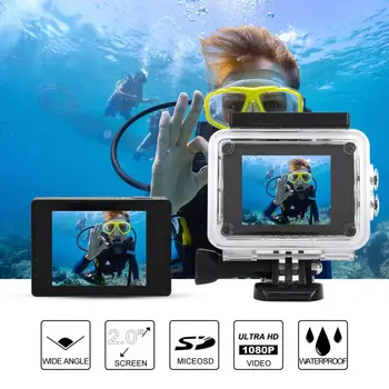 2 Palcový 4K HD Video Akcia Fotoaparát s Vodotesné puzdro Lov Videokamera Vonkajšie Vodné Športy Akcie lov Fotoaparát Plávanie Nástroj