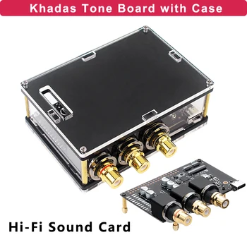 Khadas Hi-Fi Zvuková Karta Tón Rady urob si sám Externý USB Hi-Res Audio Dekodér + Akryl Prípade Kompatibilný s VIM 1/2/3 Okraj-V