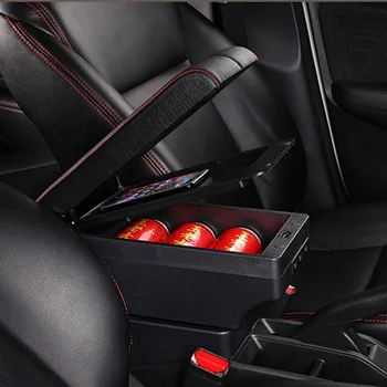 Pre Mazda 2 Demio opierkou box centrálna obsah poľa interiéru Podrúčky Skladovanie auto-styling príslušenstvo časť s USB