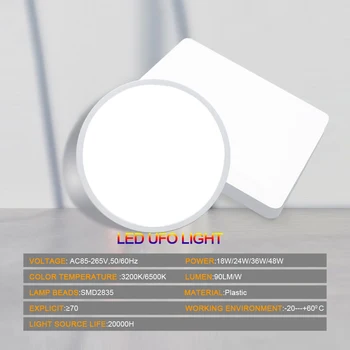 Ultratenké LED Stropné Svietidlá 6W-48W AC 85-265V Moderné LED Panel Svetlo pre Obývacia Izba Povrchovú montáž Led Stropné Dole Svetlo