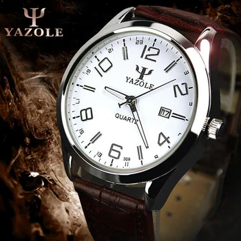 2020 módne pánske hodinky top značky luxusné YAZOLE Rímske číslo dial mužov sledovať Svetelný quartz hodinky kožené bandclock reloj