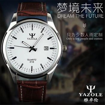 2020 módne pánske hodinky top značky luxusné YAZOLE Rímske číslo dial mužov sledovať Svetelný quartz hodinky kožené bandclock reloj
