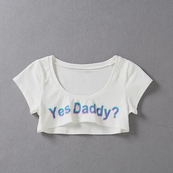 Leto Áno, Otecko List Print T Shirt Ženy Sexy Plodín Topy Krátky Rukáv O-Krku Ostrihané Košele