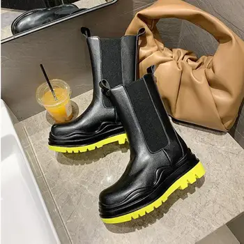 2020 Elegantné Originálne Kožené Chelsea Boots Ženy Značky Dizajn Topánky Ženy Jeseň/Zima Ženy Topánky Polovici teľa Slip-on